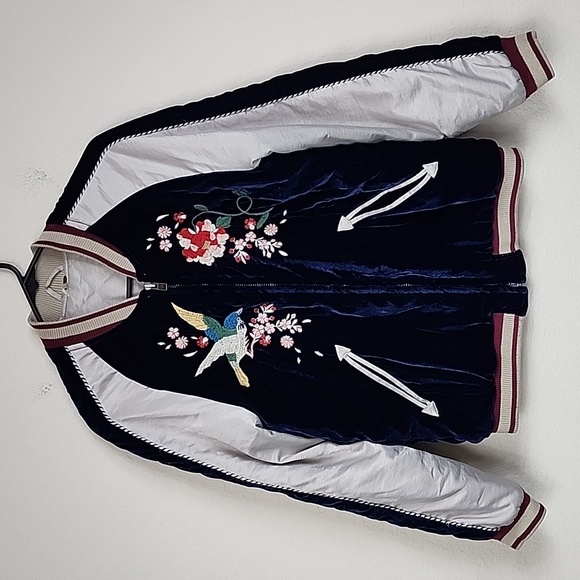 Free People Boho Embroidered Bird Bomber Jacket - Picture 3 of 6